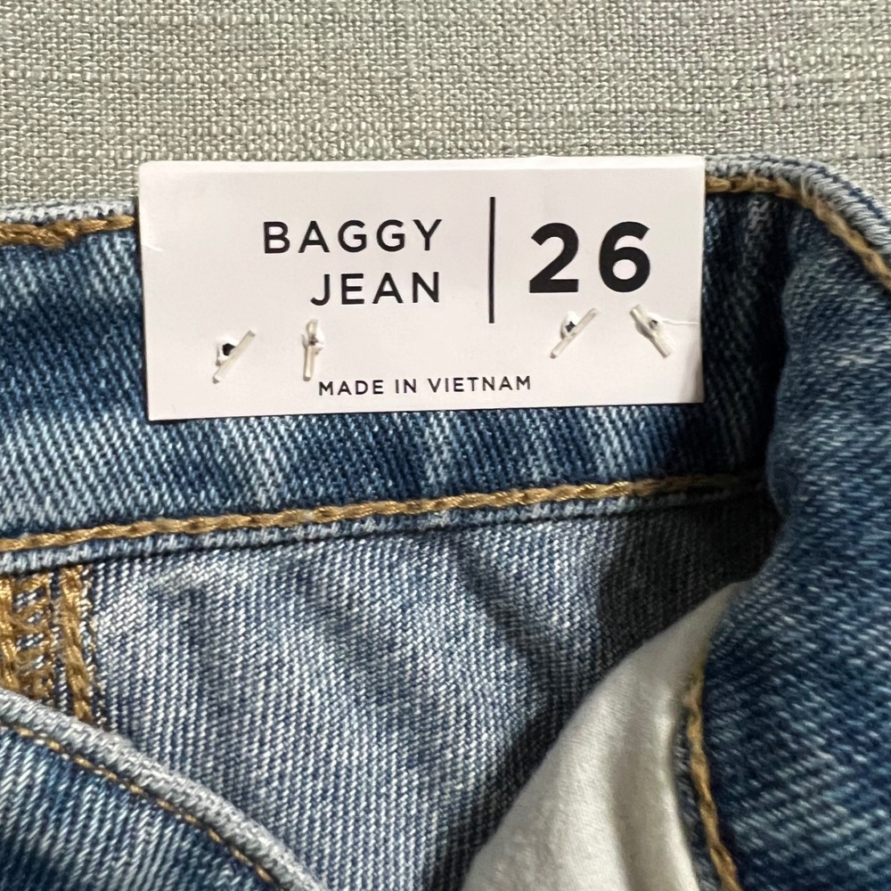 PacSun Baggy Cargo Jeans Blue Medium Wash High Rise Jogger Denim Jeans 26 NWT - Picture 8 of 9